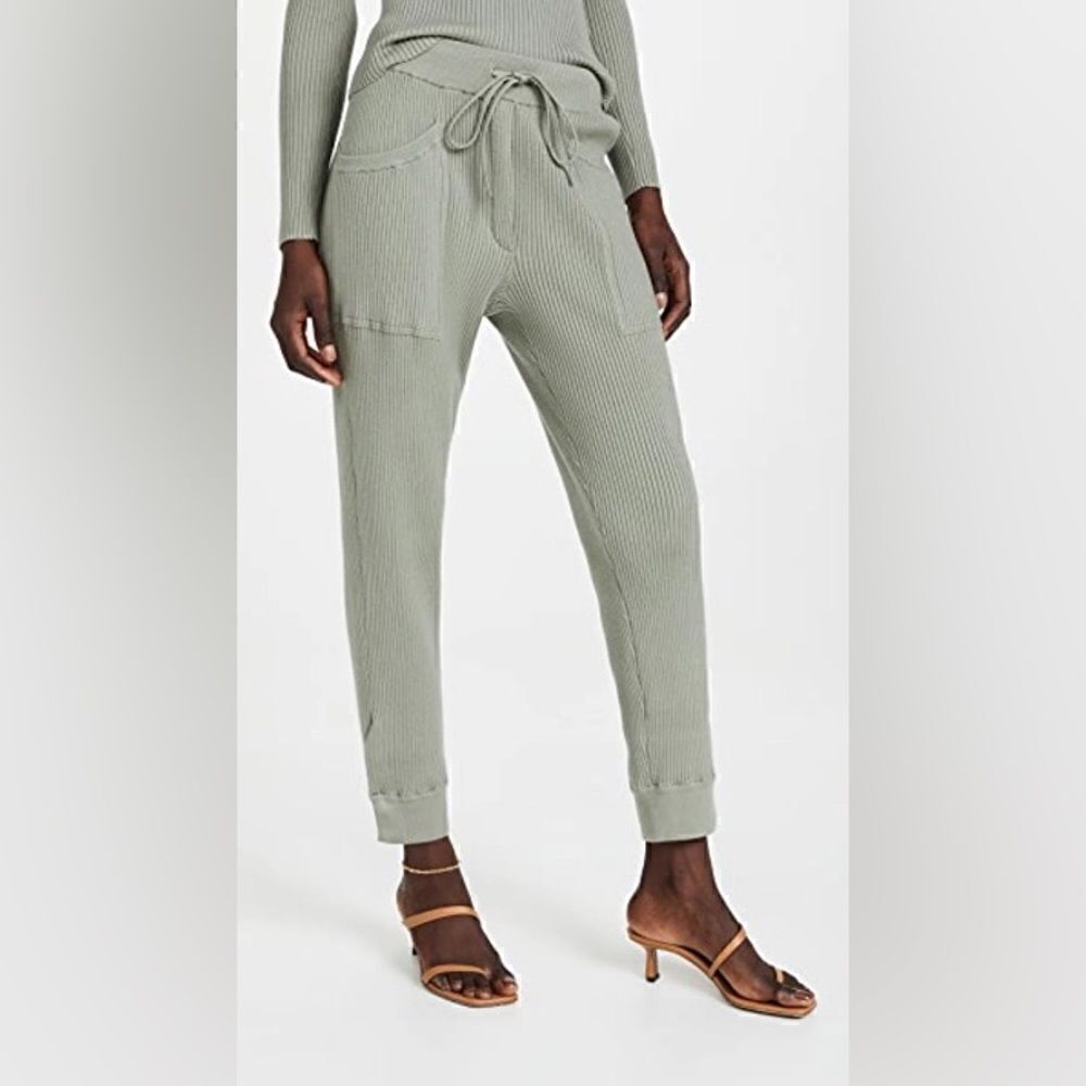 JONATHAN SIMKHAI STANDARD comfortable neutral green knit pants sz L soft NWT 🔥